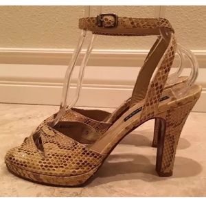 RALPH LAUREN Python Snake Ankle Strap Heels Italy